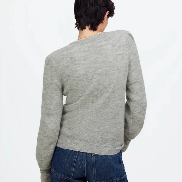 Madewell Alpaca Blend Deep V-Neck Gray Sweater sz medium - Picture 3 of 9